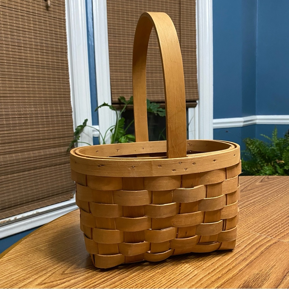 Boho Woven Split Wood Basket with handle